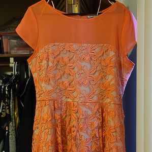 Peach Flowery Lace Dress